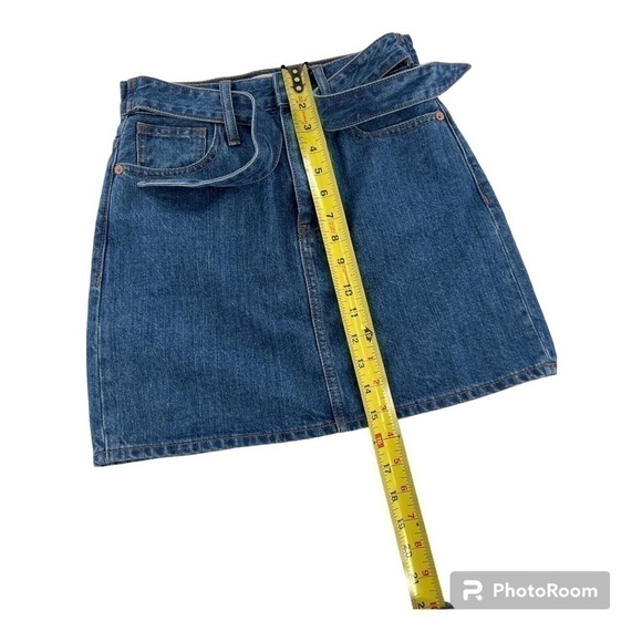 Madewell Rigid Haydel Wash Denim Straight Mini Skirt with Tie-Waist in Size 23 - Picture 6 of 10